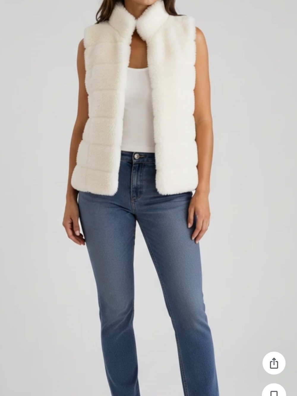 White House Black Market Cream Faux-Shearling Vest. NWOT!
